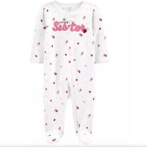 Carters Baby Girl full zip one piece "Little Sister" Size 9M